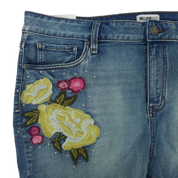 William Rast Floral Embroidered Studded High Rise Denim Shorts Womens 18W NEW - Picture 11 of 16